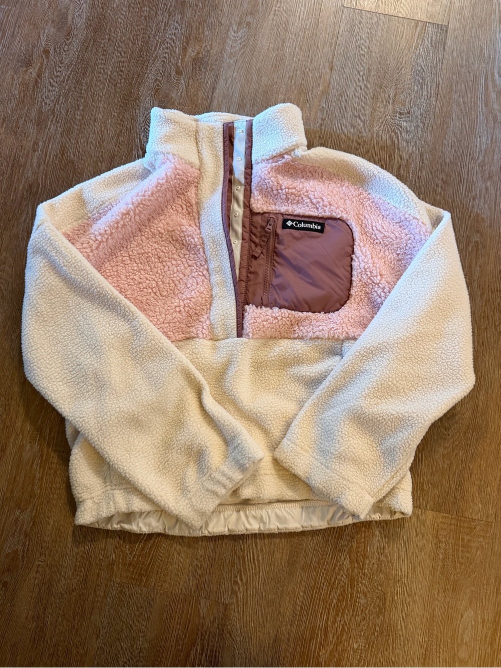 Columbia Cream and Pink Sherpa Pullover